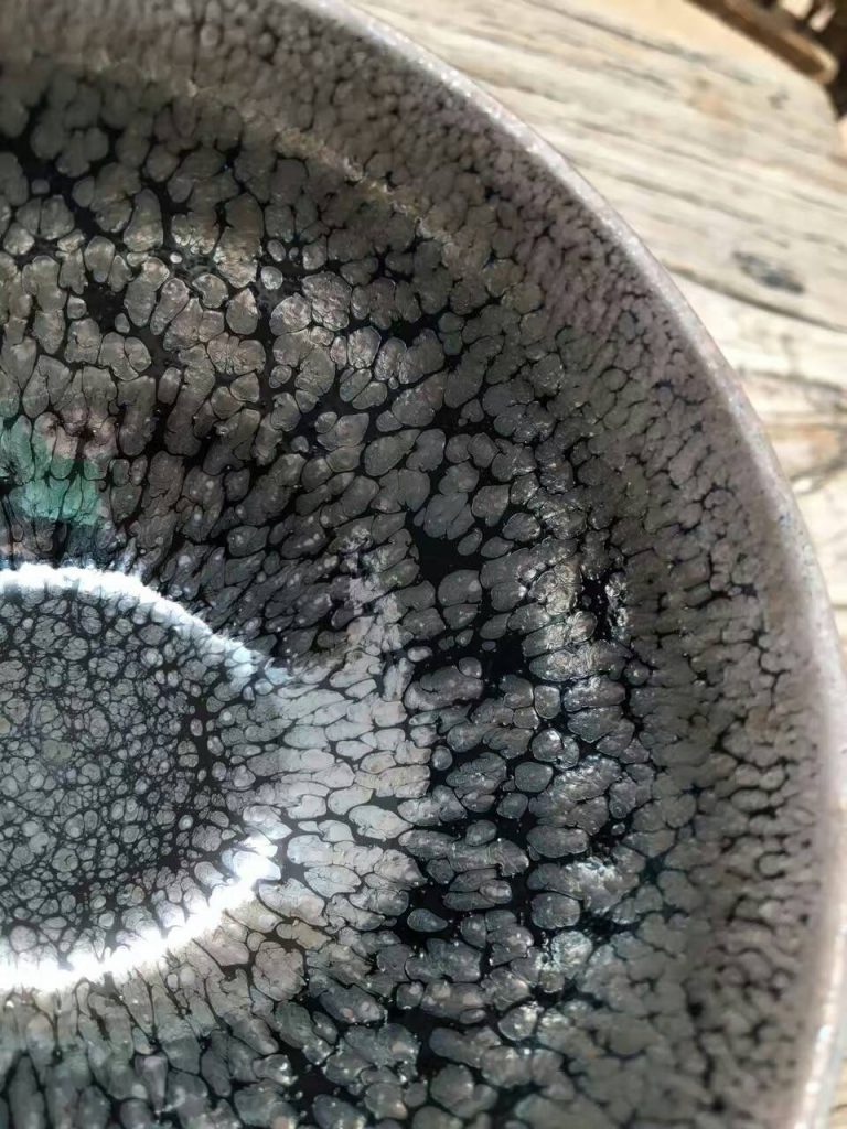 蔡炳盛大師精品手拉坯油滴盞束口盞口徑8.8cm高5.3cm?；昝? alt=