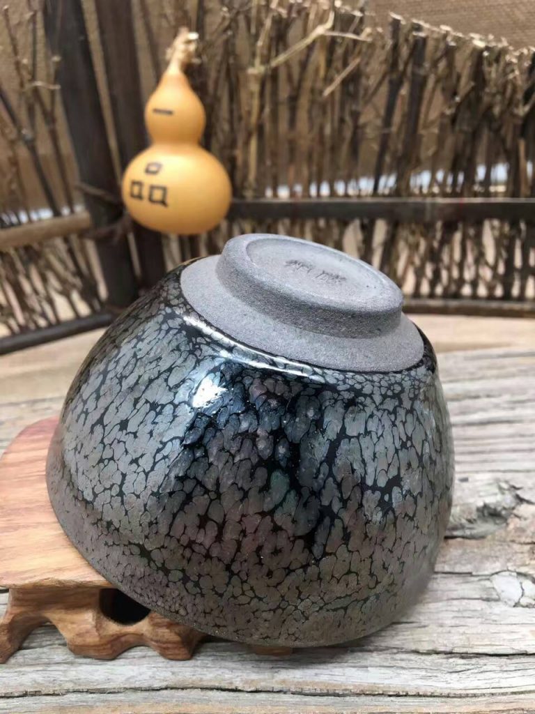 蔡炳盛大師精品手拉坯油滴盞束口盞口徑8.8cm高5.3cm?；昝? alt=