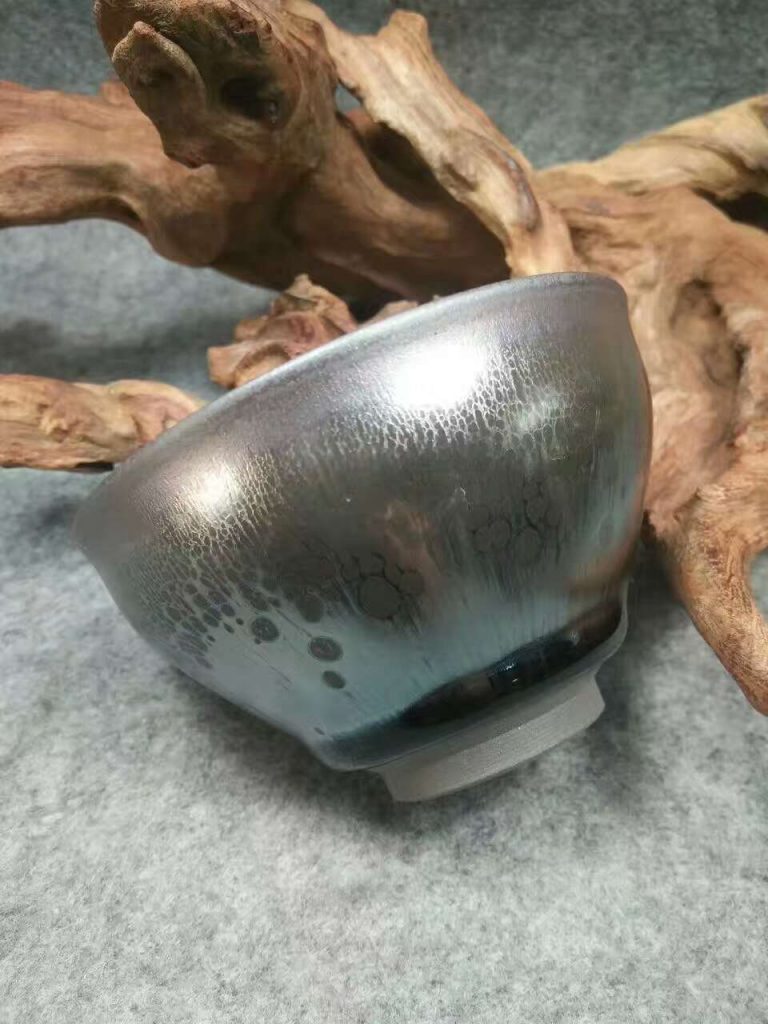 吳立主 束口曜變 口徑8高5