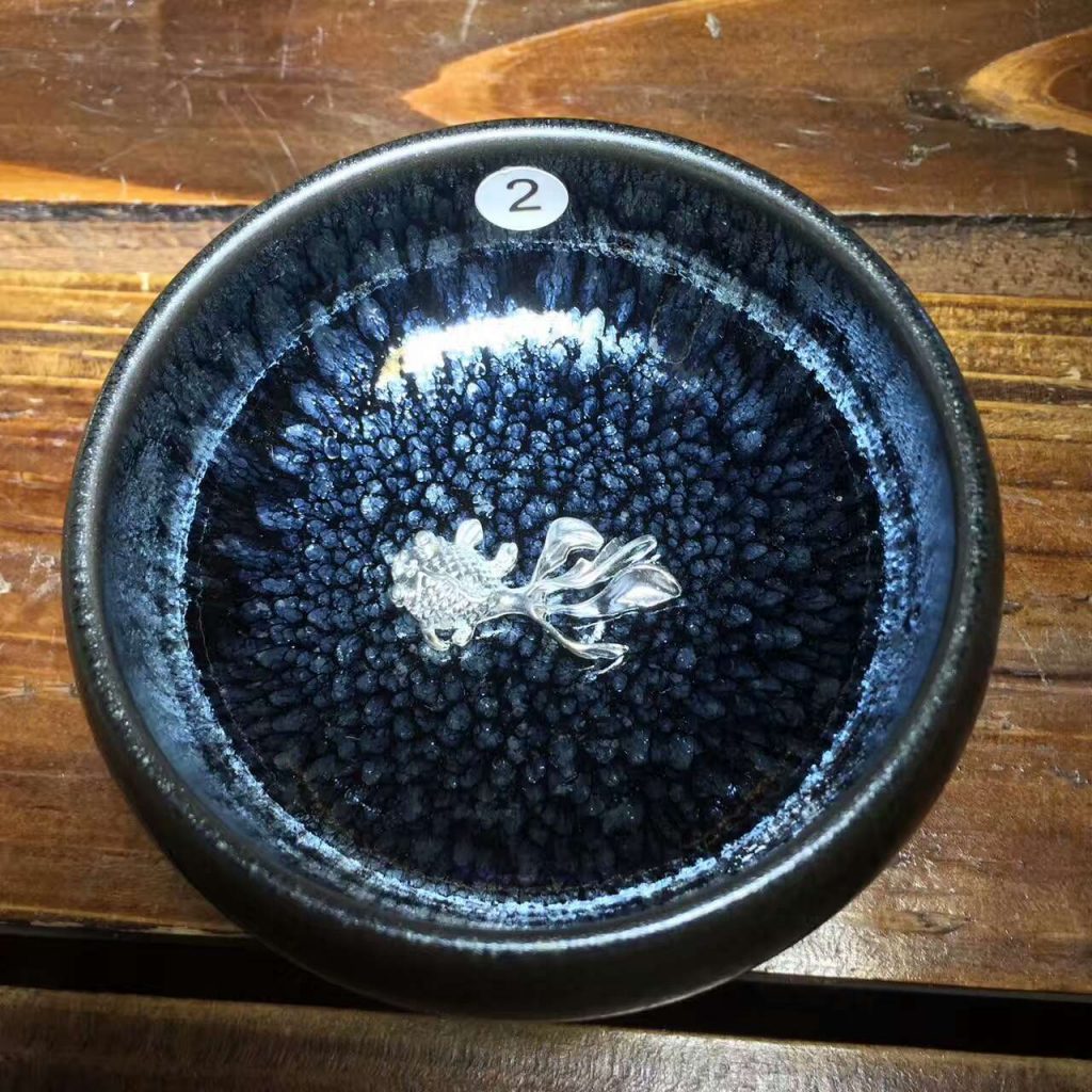 蔡龍禪定銀魚盞口徑8.3高4.2