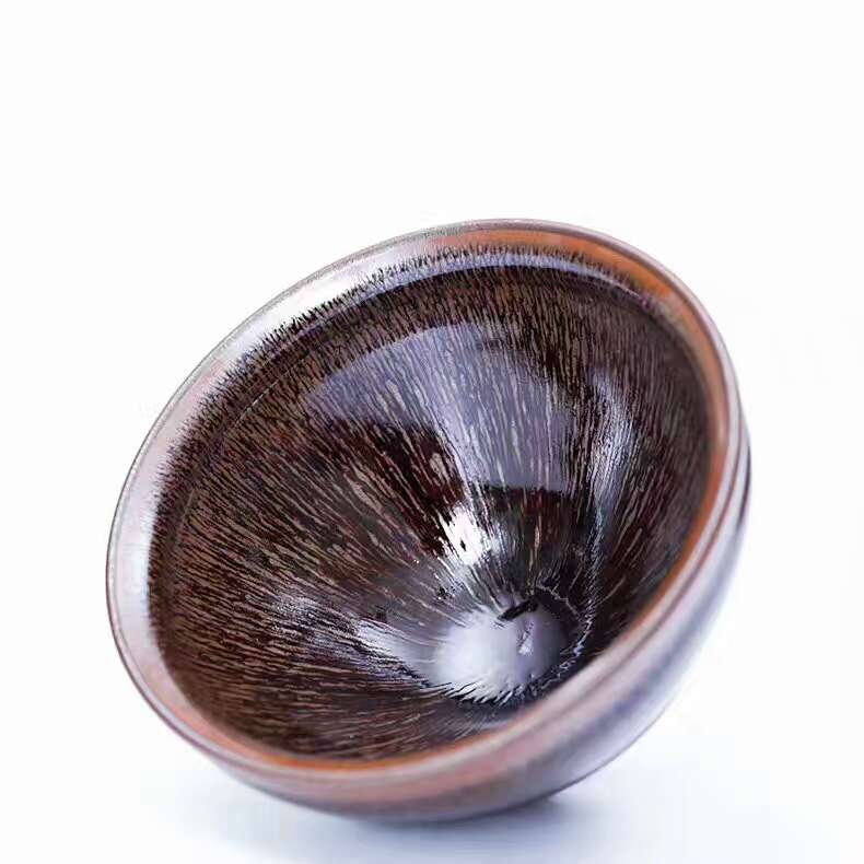 葉禮忠老師9.3公分束口窯變兔毫盞，傳承人獨(dú)門(mén)絕技，喝茶佳器，釉色古樸幽雅，斑紋漂亮！