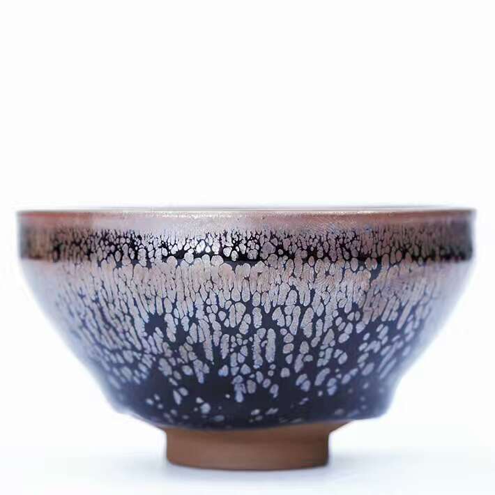 李勇8.8公分束口傳統(tǒng)黑釉油滴盞，極具宋盞韻味的作品