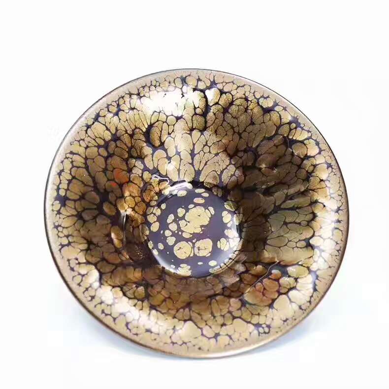 黃美金老師13.7公分撇口金油滴大盞，收藏重器，博物館館藏級(jí)別的珍品