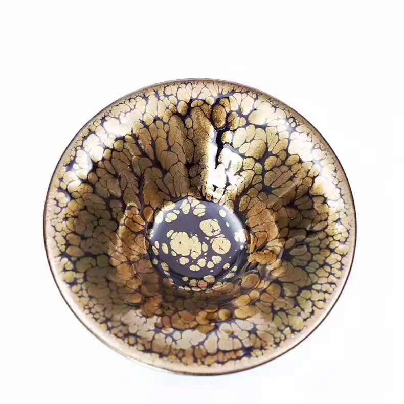 黃美金老師13.7公分撇口金油滴大盞，收藏重器，博物館館藏級(jí)別的珍品