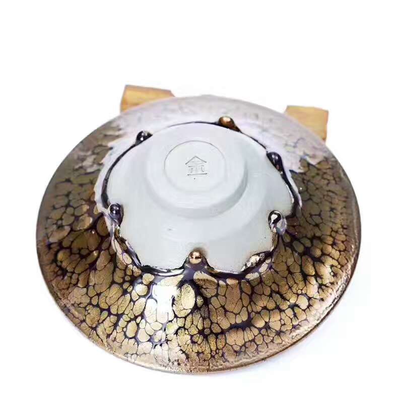 黃美金老師13.7公分撇口金油滴大盞，收藏重器，博物館館藏級(jí)別的珍品