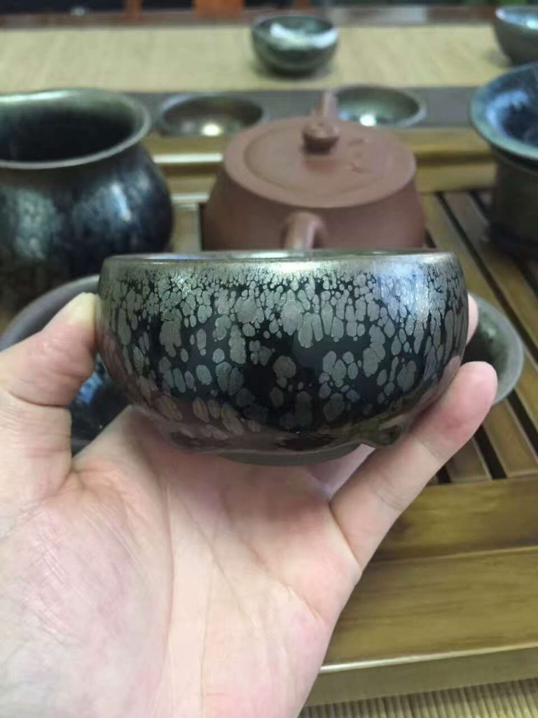 李勇7.6公分斂口黑釉油滴盞