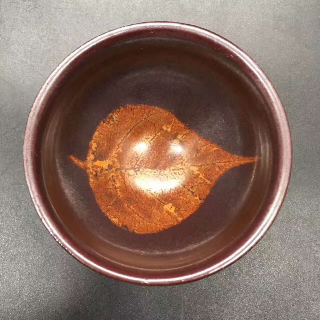 國家級大師-孫建興，柿紅木葉盞，口徑8.6高5.1