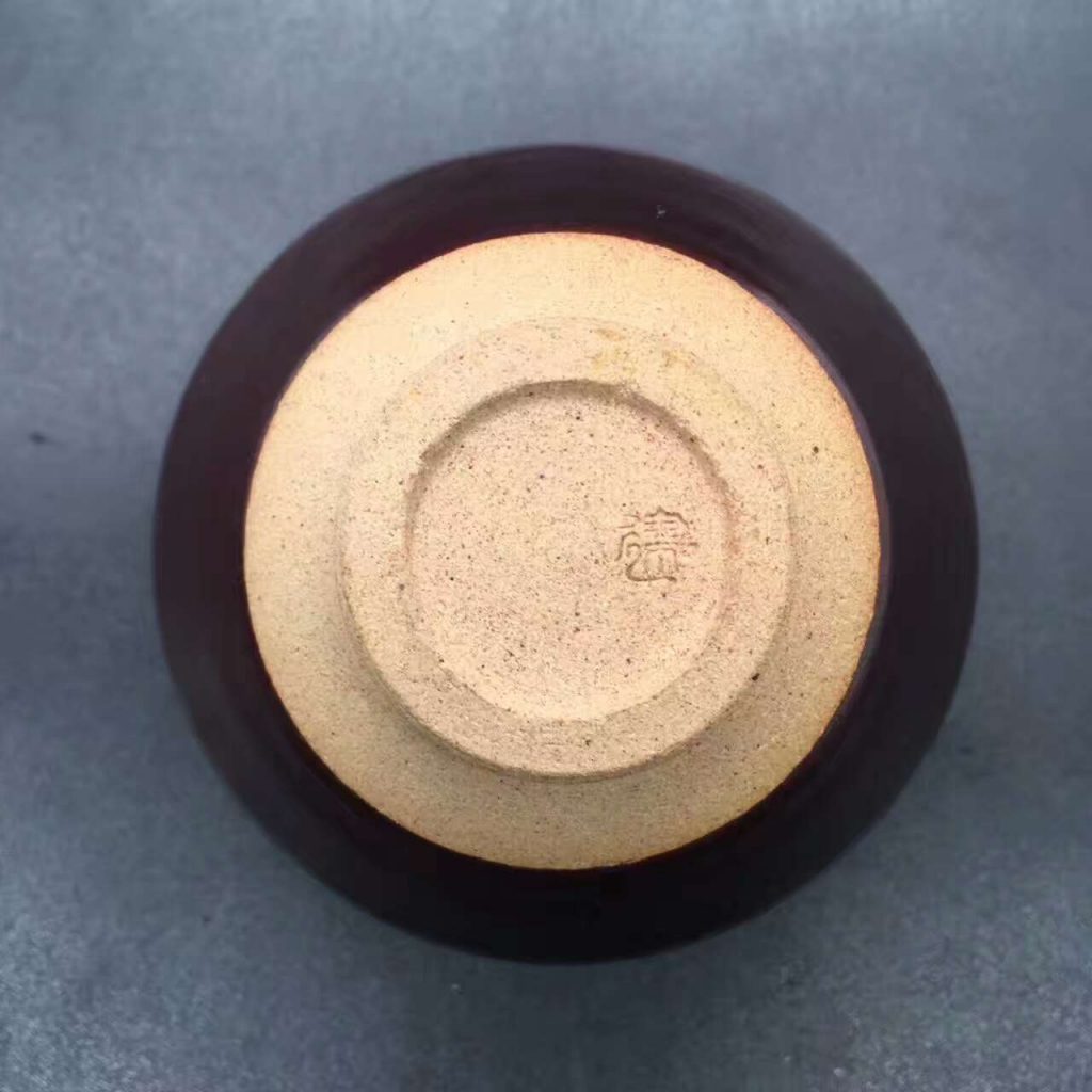 國家級大師-孫建興，柿紅木葉盞，口徑8.6高5.1