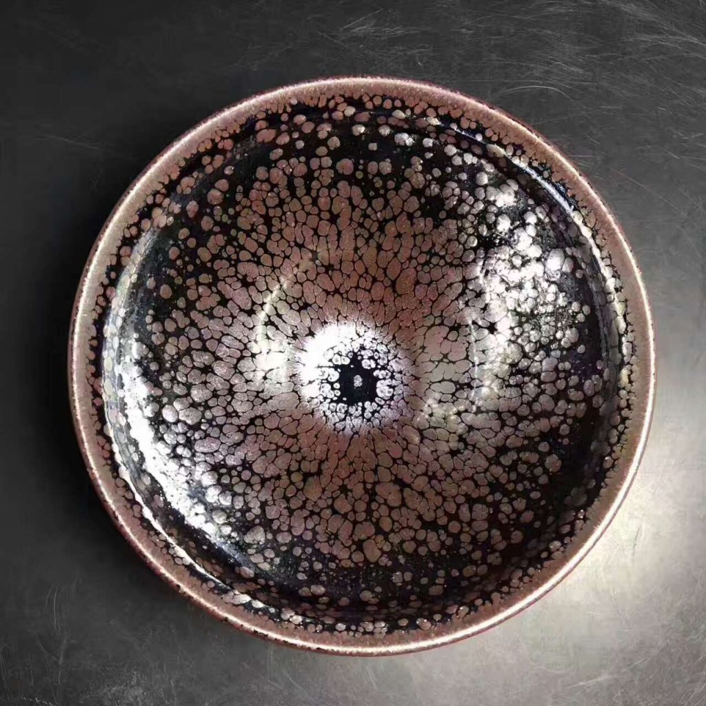 陳春華師傅，精品紫金油滴大盞，?；?，口徑12.3高5.6