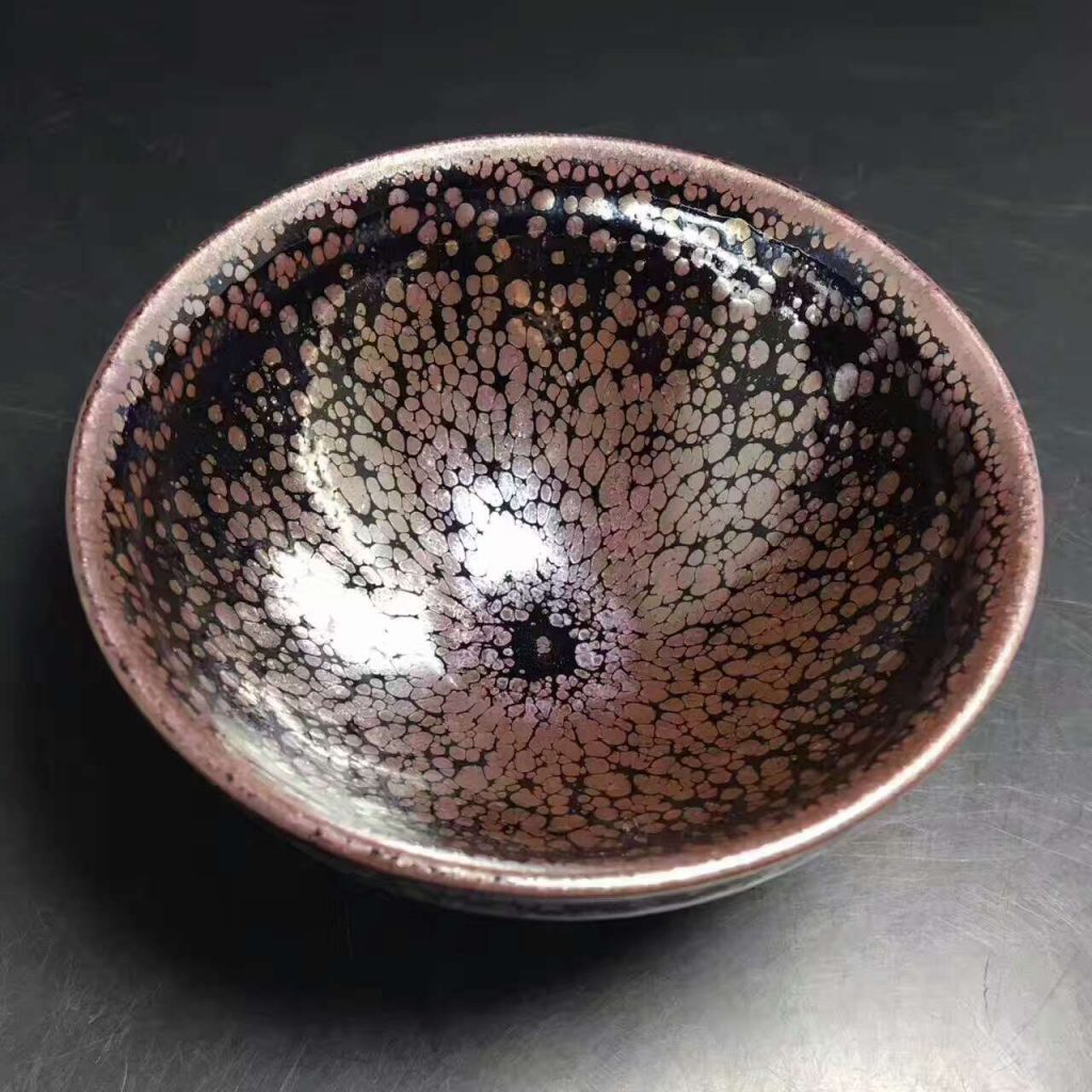 陳春華師傅，精品紫金油滴大盞，玻化面，口徑12.3高5.6