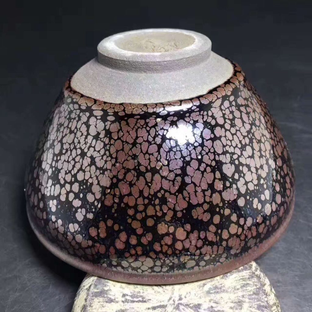 陳春華師傅，精品紫金油滴大盞，玻化面，口徑12.3高5.6