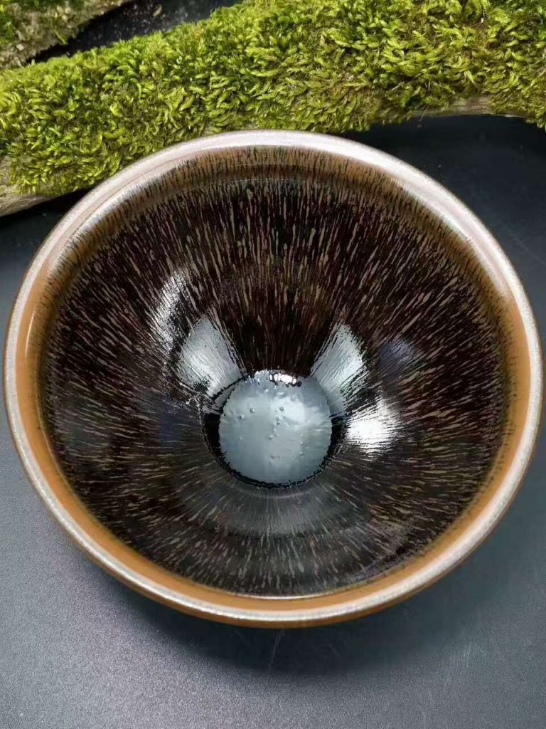 葉禮忠窯變兔毫：口9.2高5.4