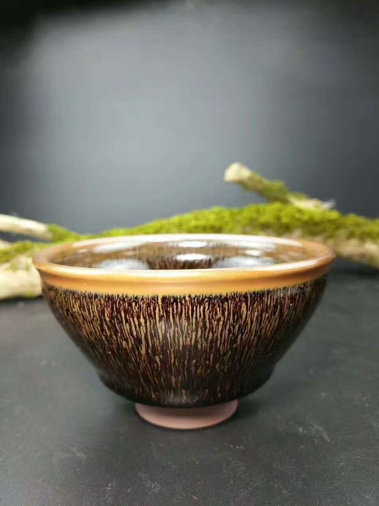 葉禮忠窯變兔毫：口9.2高5.4