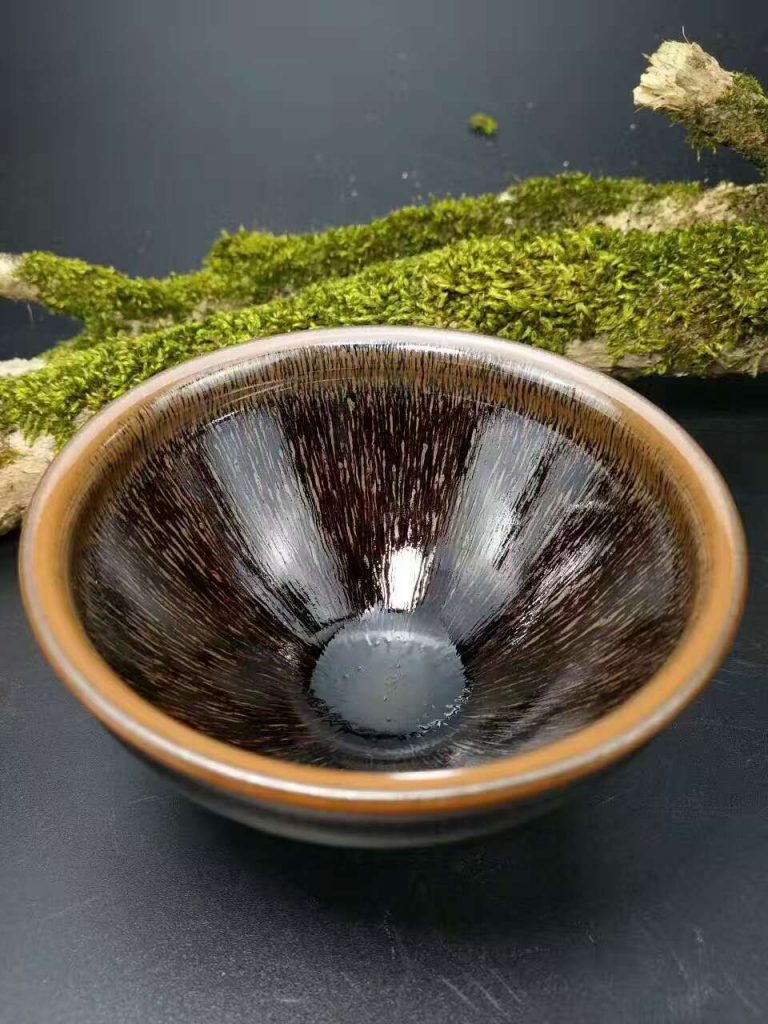 葉禮忠窯變兔毫：口9.2高5.4