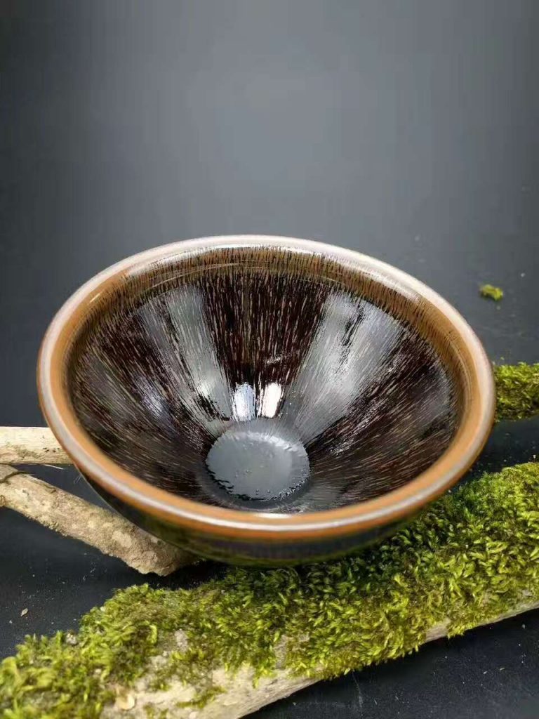 葉禮忠窯變兔毫：口9.2高5.4