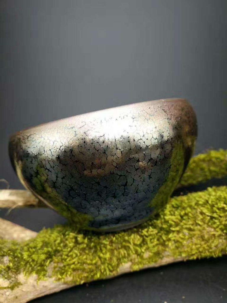 陳葉琦全包釉銀油滴斂口：口8高5.4