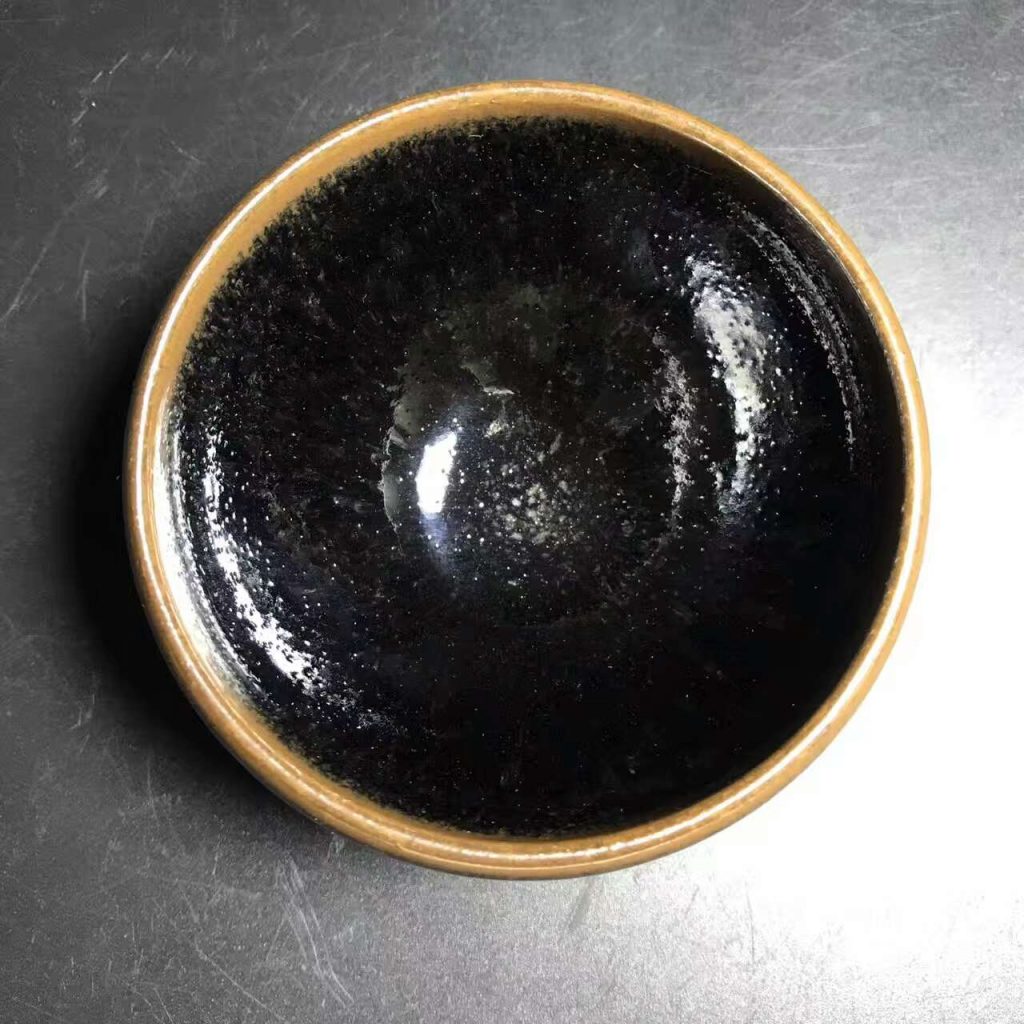 熊忠貴師傅，精品柴燒烏金釉，缽型，口徑8肚大8.8高4.8