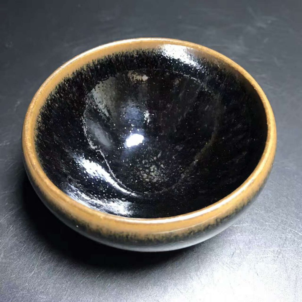 熊忠貴師傅，精品柴燒烏金釉，缽型，口徑8肚大8.8高4.8