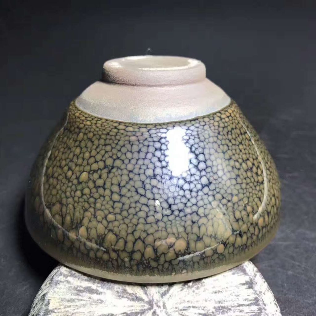 國家級大師-陳大鵬，精品華北油滴，束口，口徑9.5高5.3