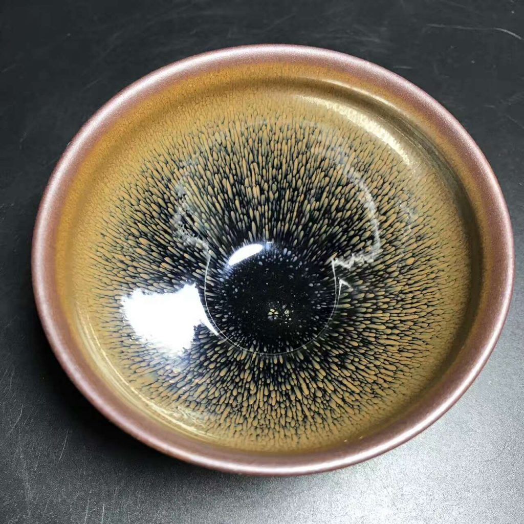 葉禮旺師傅，兔毫茶盞，口徑10高6，底部有釉淚