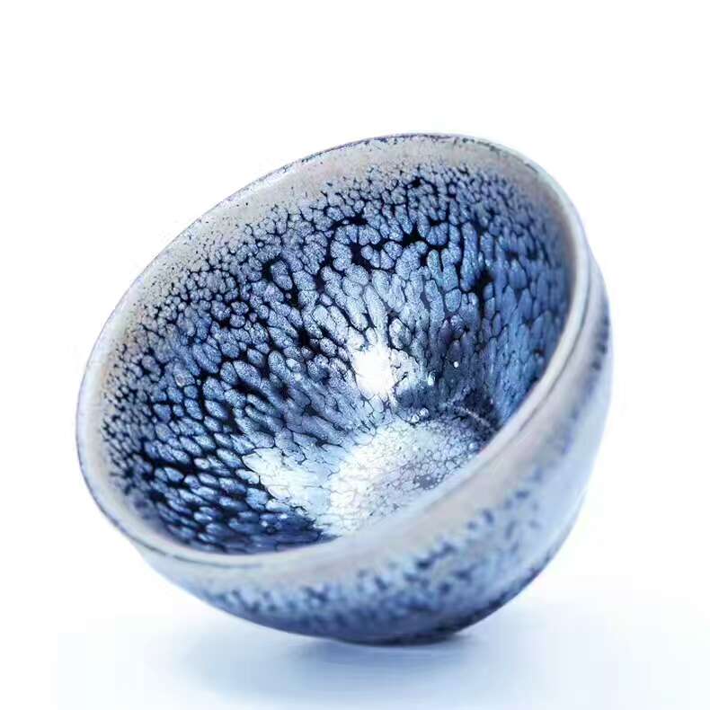 蔡炳盛老師8.6公分束口藍油滴盞