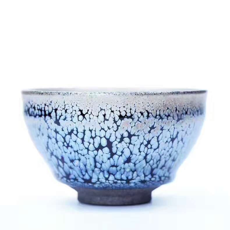 蔡炳盛老師8.6公分束口藍油滴盞