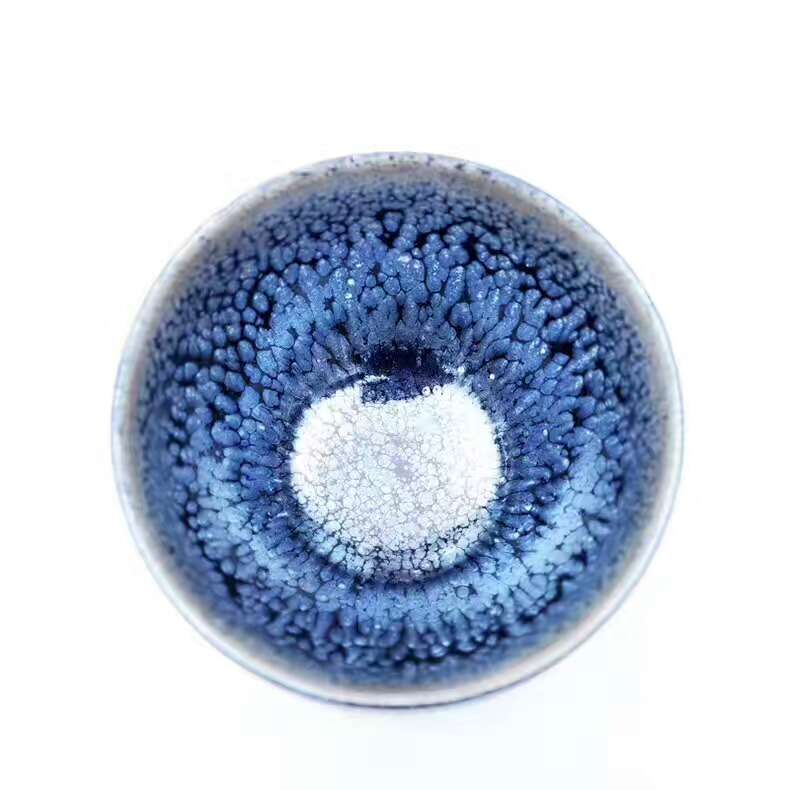 蔡炳盛老師8.6公分束口藍油滴盞