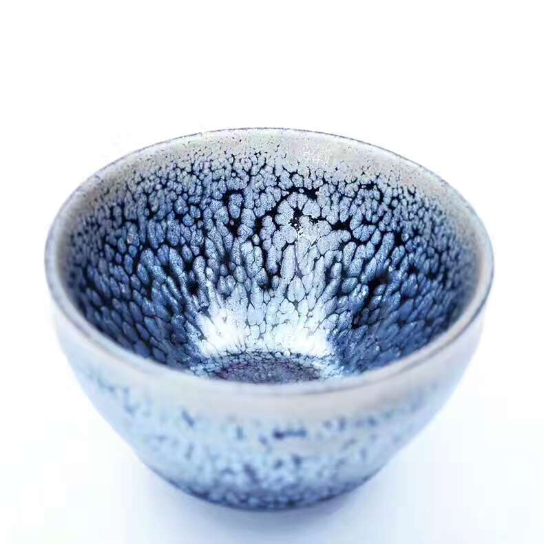 蔡炳盛老師8.6公分束口藍油滴盞