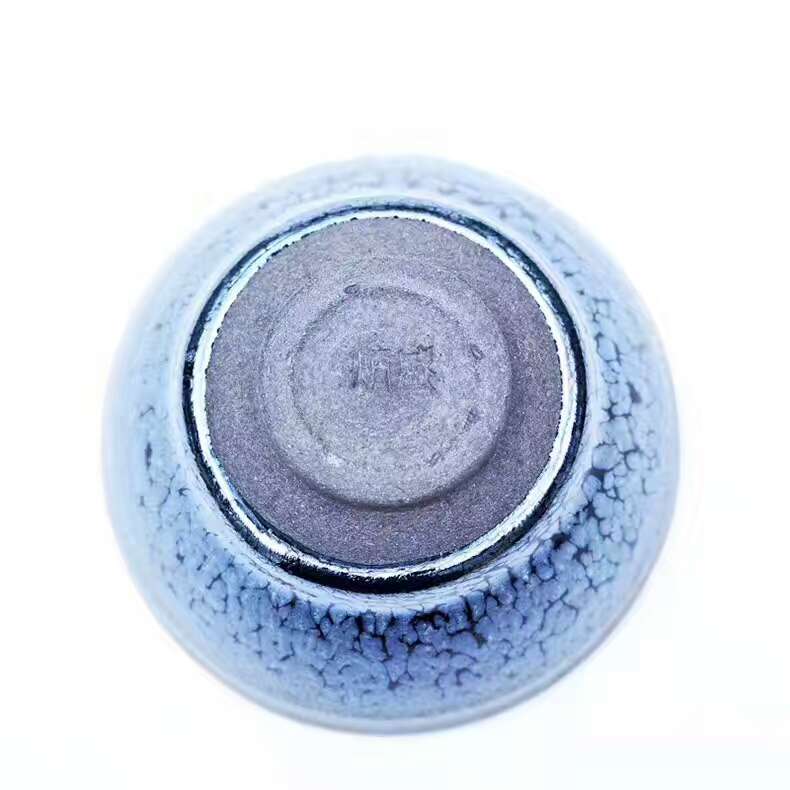 蔡炳盛老師8.6公分束口藍油滴盞