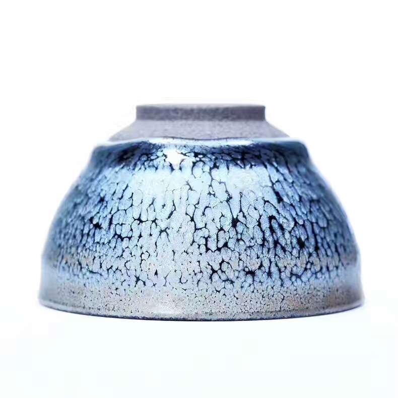 蔡炳盛老師8.6公分束口藍油滴盞