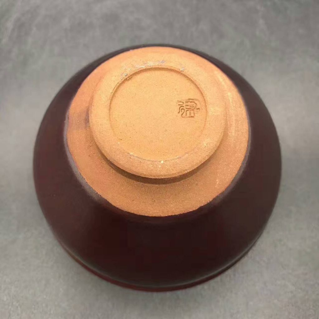 國(guó)家級(jí)大師，孫建興，精品柿紅木葉盞，口徑9高5