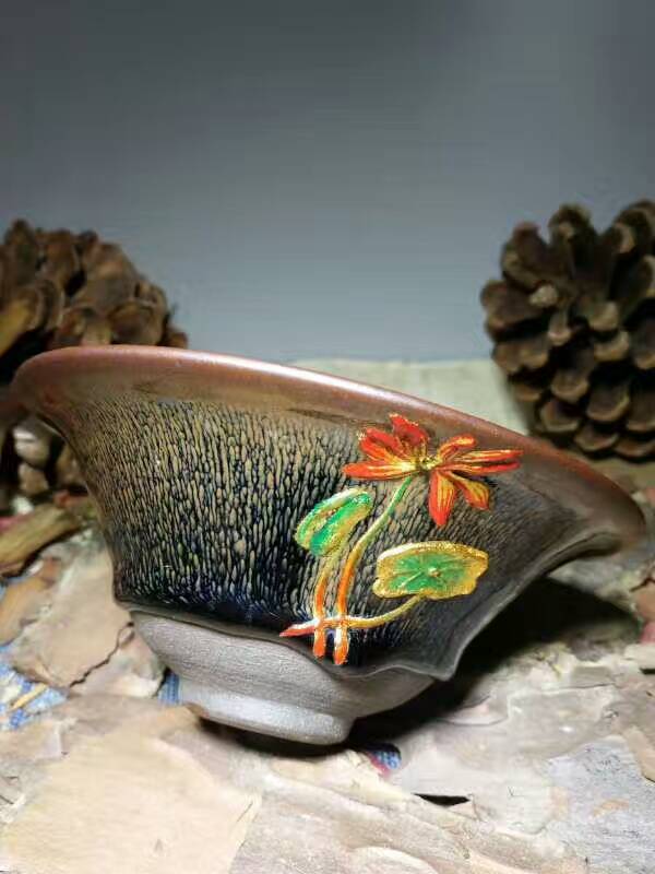 葉禮旺撇口兔毫：12.7*5，別具一格