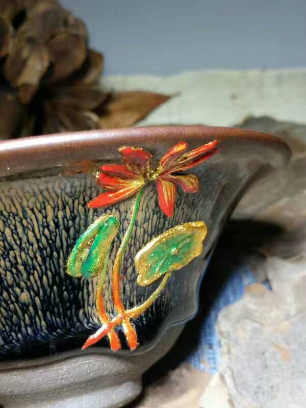 葉禮旺撇口兔毫：12.7*5，別具一格