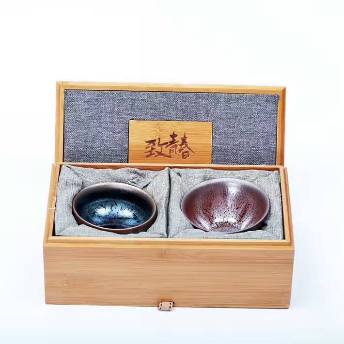 陳葉琦致青春對杯：8.1公分紫油滴，7.7公分藍(lán)油滴，純手工。