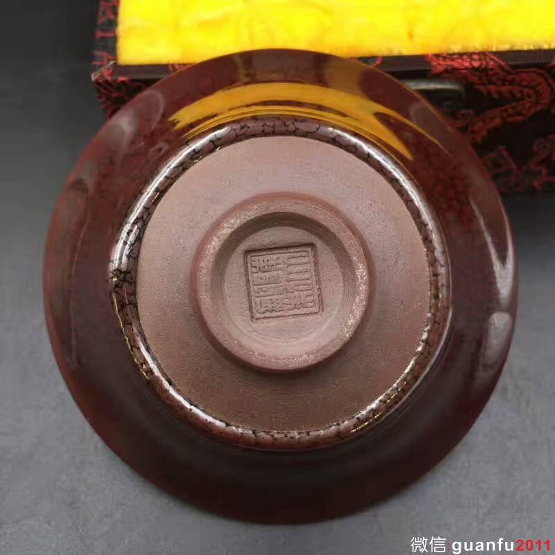 陳大鵬紅鷓鴣斑 口徑10.5高4.5