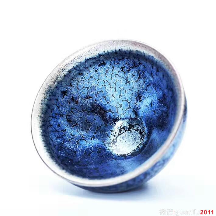 劉學(xué)財(cái)8.6公分束口滿天星藍(lán)油滴盞