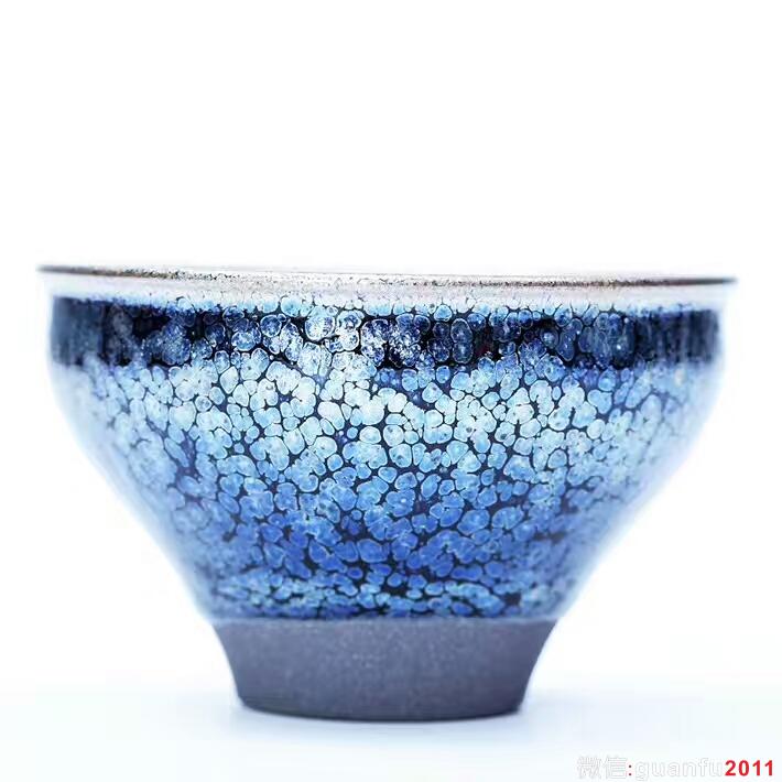 劉學(xué)財(cái)8.6公分束口滿天星藍(lán)油滴盞