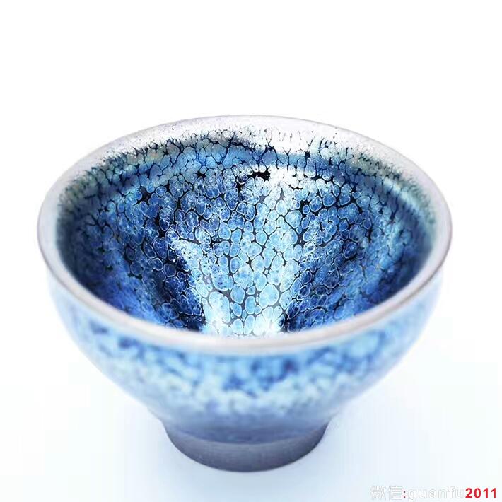 劉學(xué)財(cái)8.6公分束口滿天星藍(lán)油滴盞