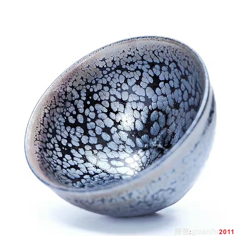 蔡炳盛老師極品藍(lán)油滴盞：8.9*5.1