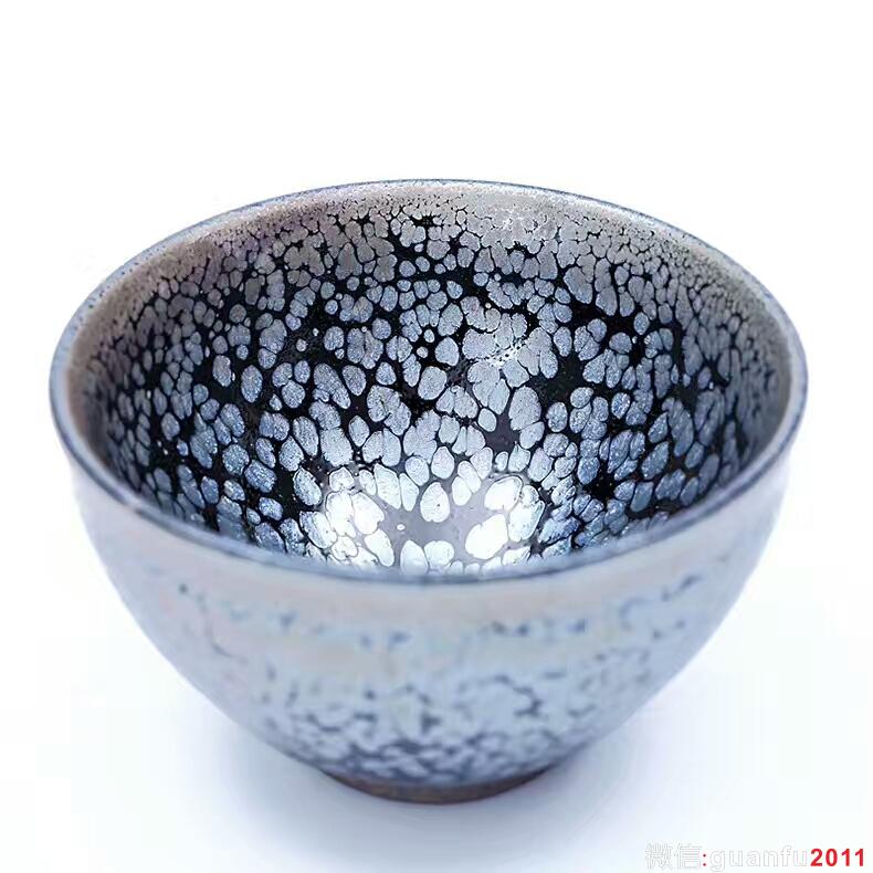 蔡炳盛老師極品藍(lán)油滴盞：8.9*5.1