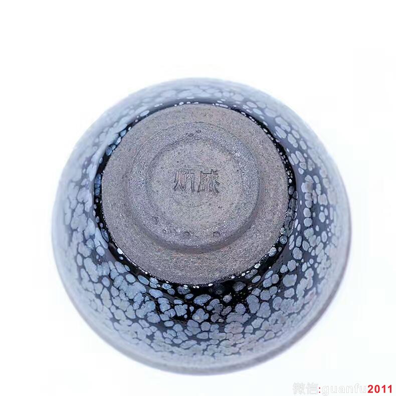 蔡炳盛老師極品藍(lán)油滴盞：8.9*5.1