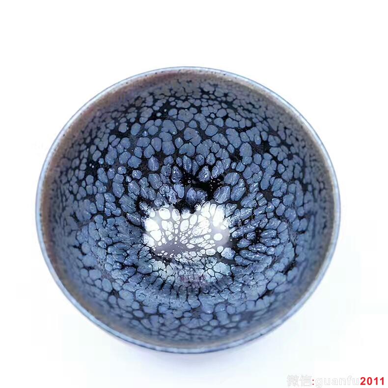 蔡炳盛老師極品藍(lán)油滴盞：8.9*5.1