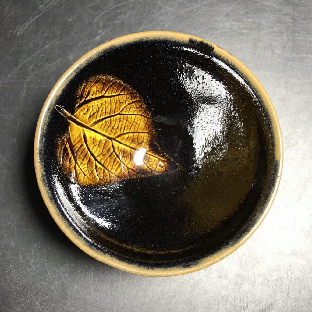 蔡炳龍大師，精品烏金木葉盞，口徑8.8高5.1