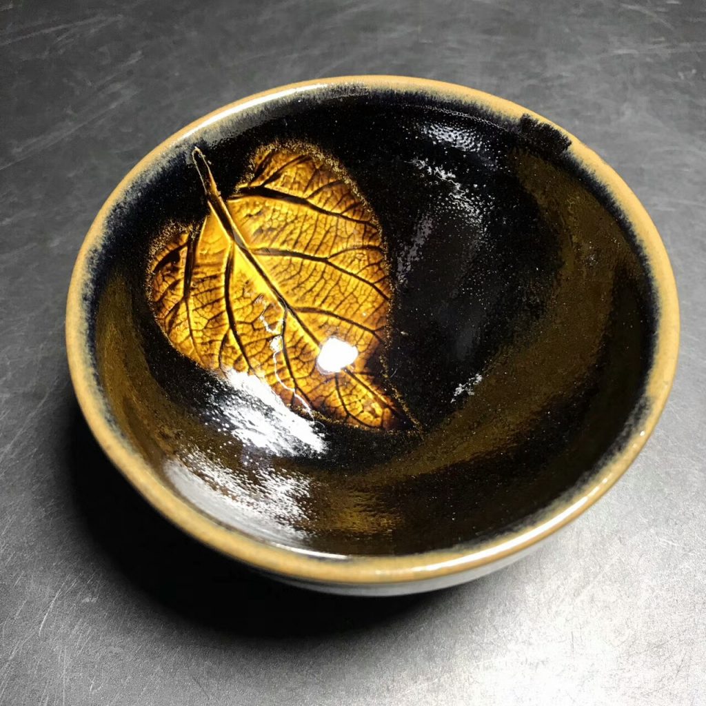 蔡炳龍大師，精品烏金木葉盞，口徑8.8高5.1