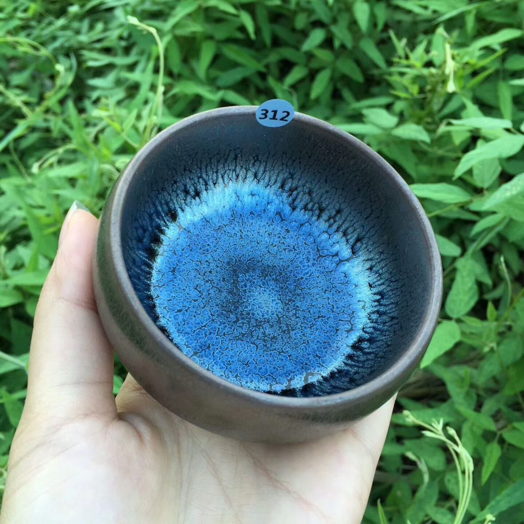 祝涵乘師傅 全手工 藍油滴禪定杯：8*4.5