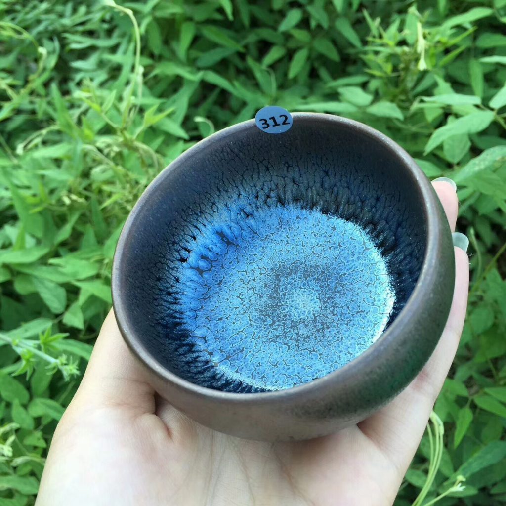 祝涵乘師傅 全手工 藍油滴禪定杯：8*4.5