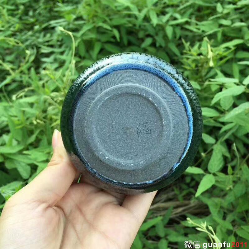 祝涵乘師傅 全手工 藍油滴禪定杯：8*4.5