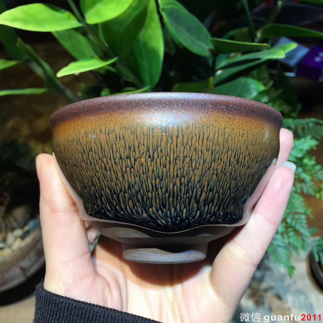 葉禮旺老師 全手工 金兔毫束口盞：口徑9.5*5.5