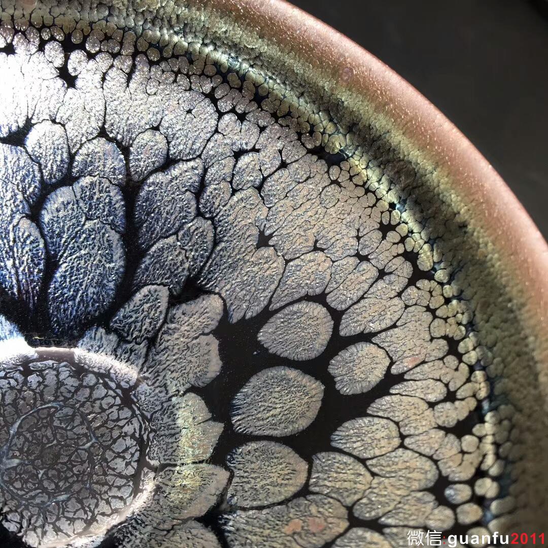 李盞柜 牡丹花開大油滴：口徑9.5*4.3