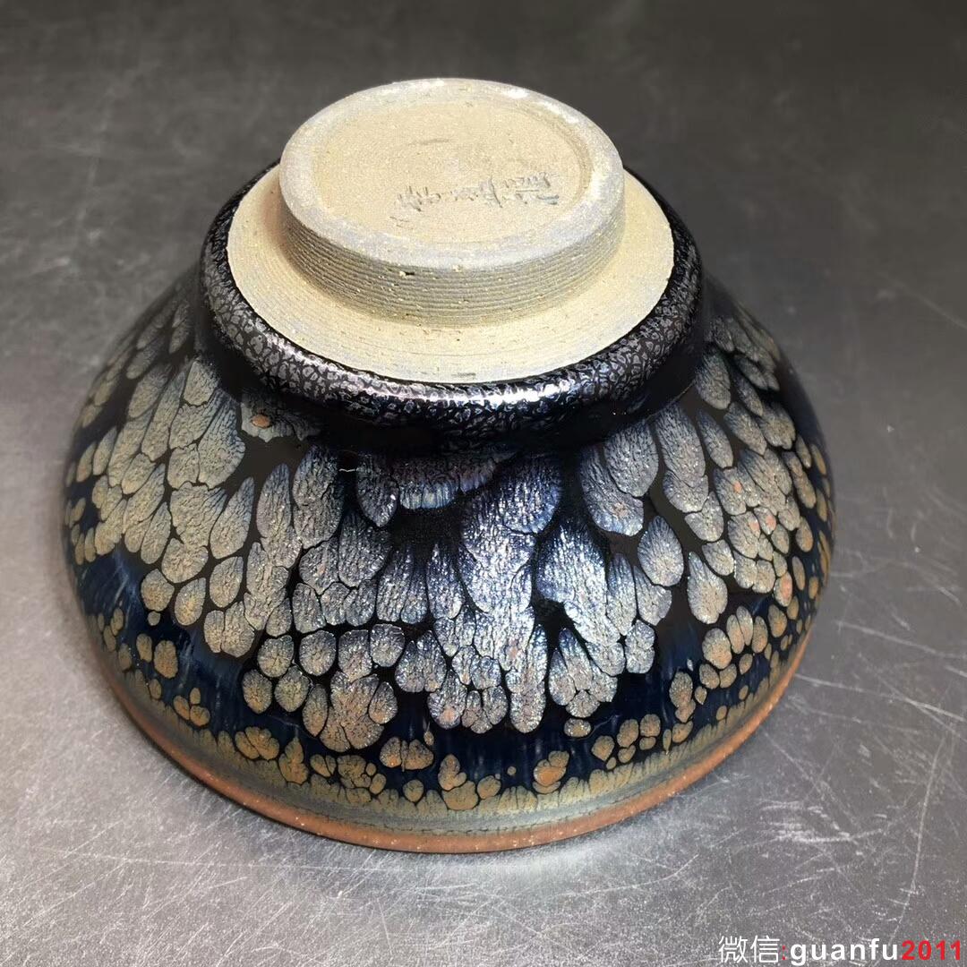 李盞柜 牡丹花開大油滴：口徑9.5*4.3